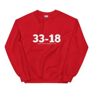 Between The Hedges Merch 33 18 Cause Them Dawgs Is Hell Sweatshirt Red lwnvb6.jpg