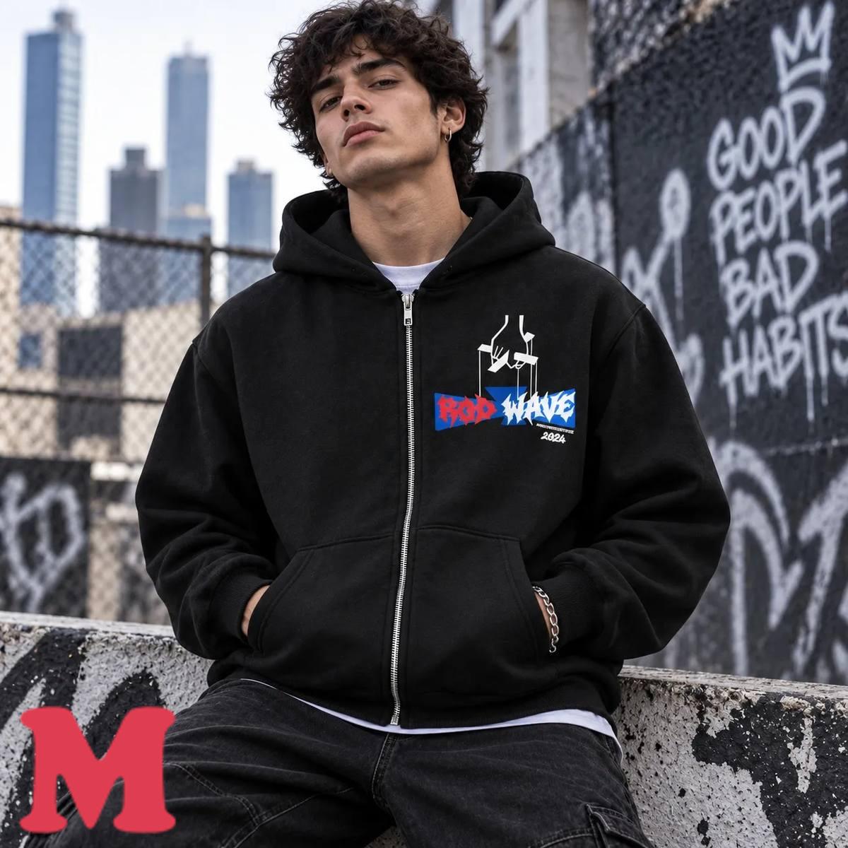 Rod Wave Merch Rodfather Zip Up Black Hoodie 9