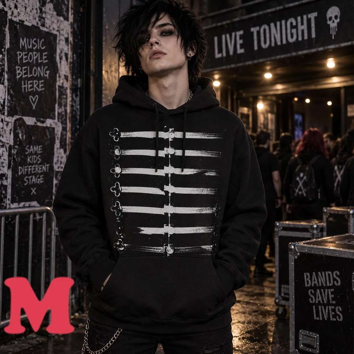 My Chemical Romance Merch Distressed Military Stripe Black T-Shirt 4
