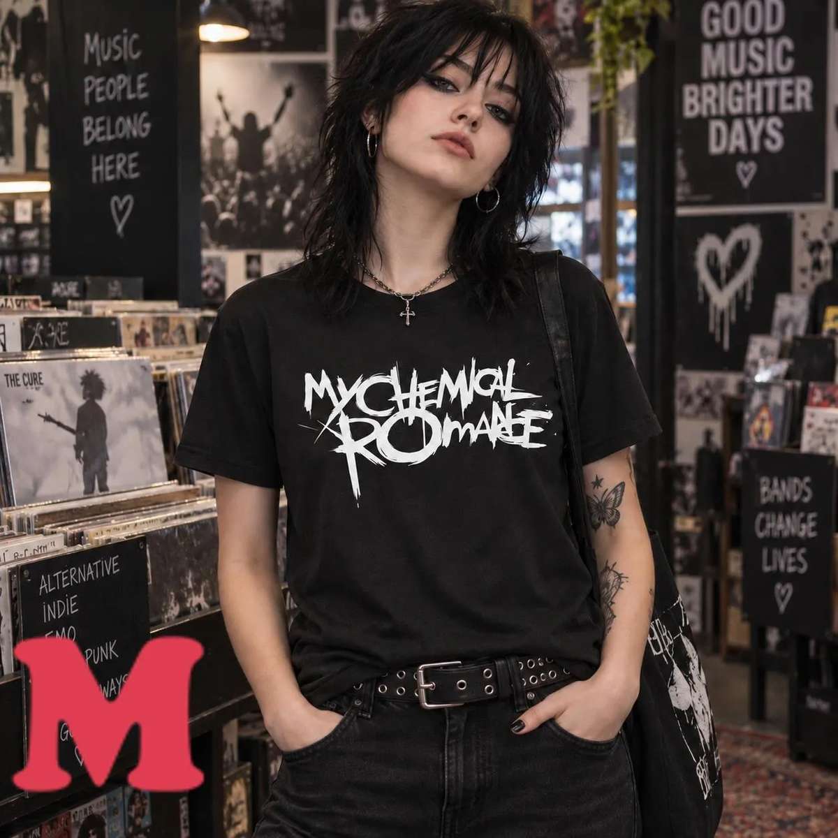 My Chemical Romance Merch My Chemical Romance Brush Logo Black T-Shirt 1